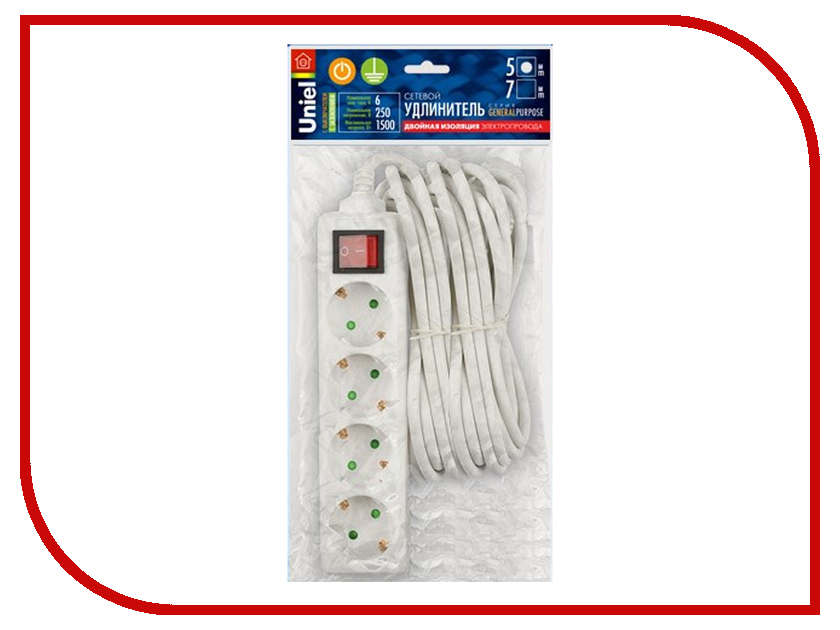 

Удлинитель Uniel General 4 Sockets 5m White S-GCP4-5B