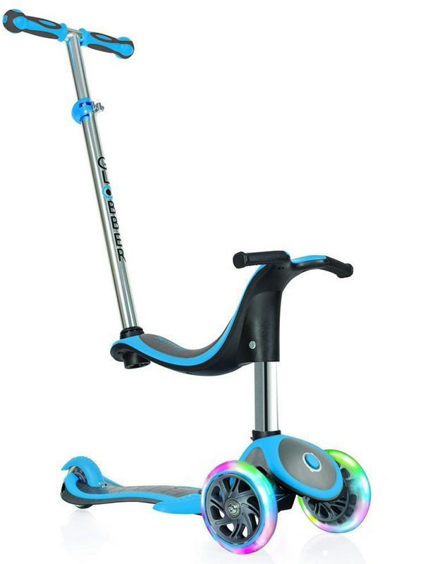 

Самокат Y-SCOO Globber Evo 4 in 1 Plus Blue c подножками, со светящимися колесами 454-130, Globber Evo 4 in 1 Plus