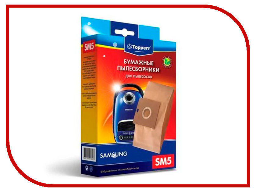

Пылесборники бумажные Topperr SM 5 5шт для LG / Rolsen / Samsung / Karcher / Vigor / Hitachi