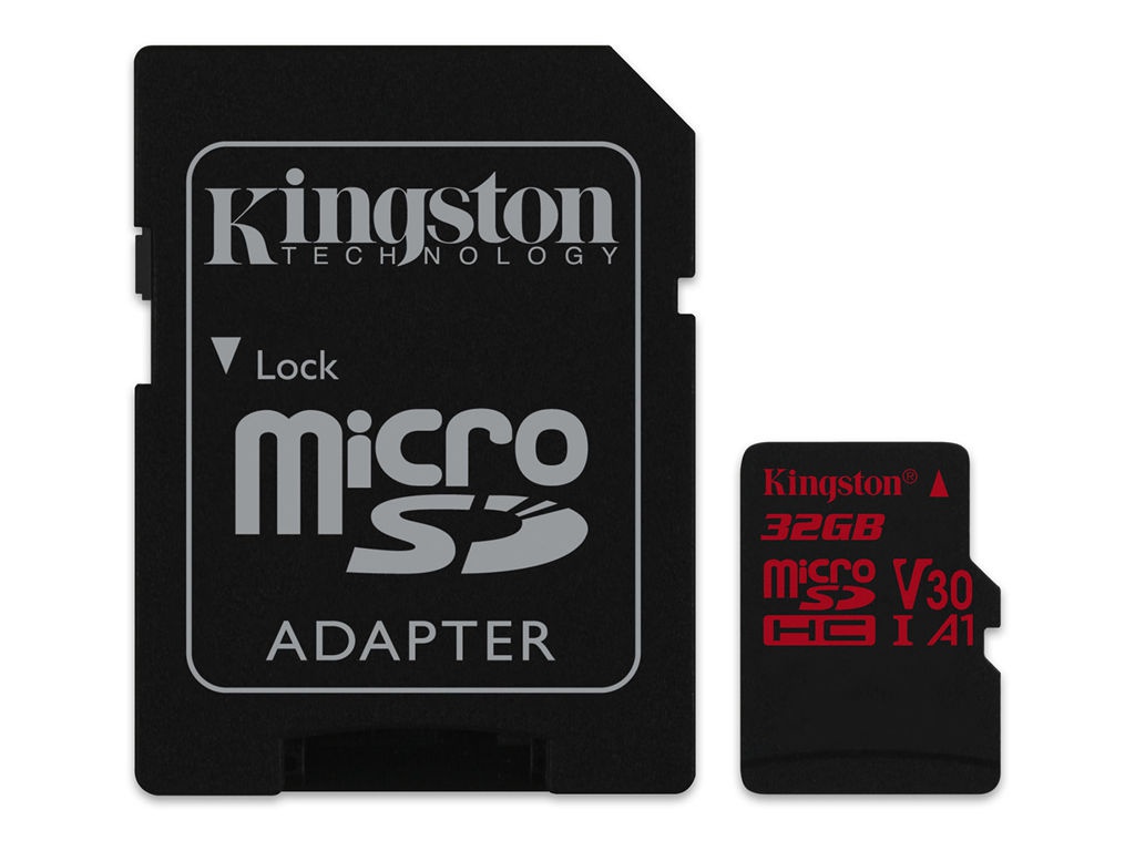 фото Карта памяти 32Gb - Kingston MicroSDHC U3 UHS-I V30 A1 Canvas React SDCR/32GB с переходником под SD