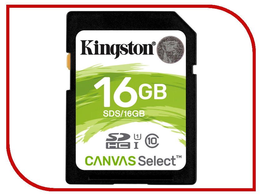 фото Карта памяти 16GB - Kingston SDHC Canvas Select 80R CL10 UHS-I SDS/16GB