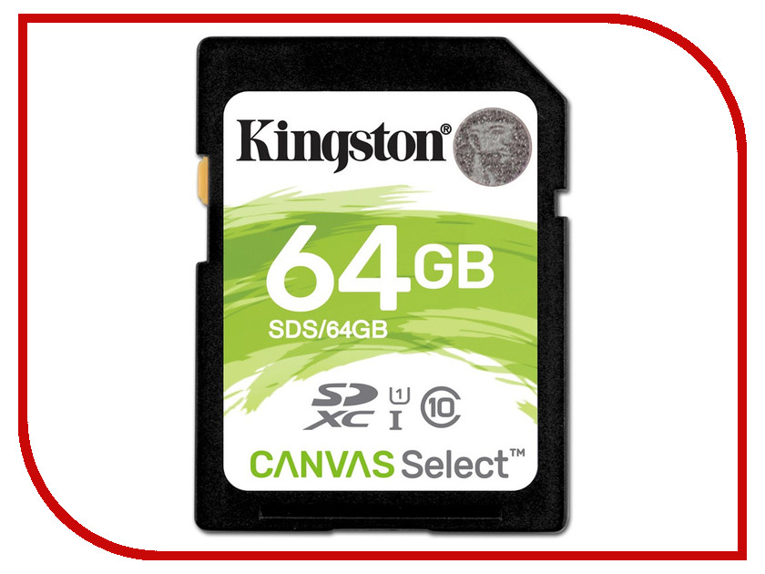 фото Карта памяти 64GB - Kingston SDHC Canvas Select 80R CL10 UHS-I SDS/64GB