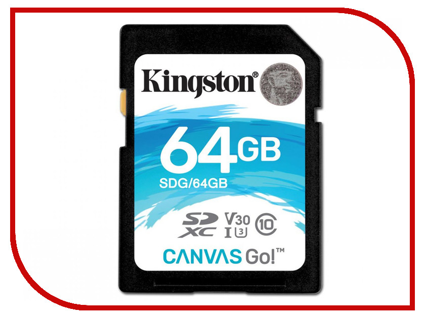 фото Карта памяти 64GB - Kingston SDHC Canvas Go 90R/45W CL10 U3 V30 SDG/64GB