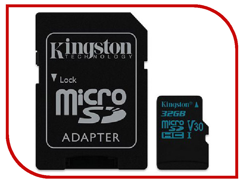 фото Карта памяти 32GB - Kingston microSDHC Canvas Go 90R/45W U3 UHS-I V30 Card + SD Adapter SDCG2/32GB