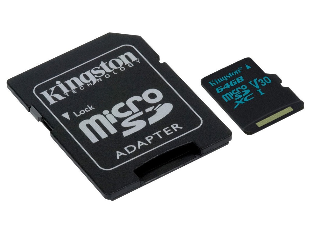 фото Карта памяти 64GB - Kingston microSDHC Canvas Go 90R/45W U3 UHS-I V30 Card + SD Adapter SDCG2/64GB