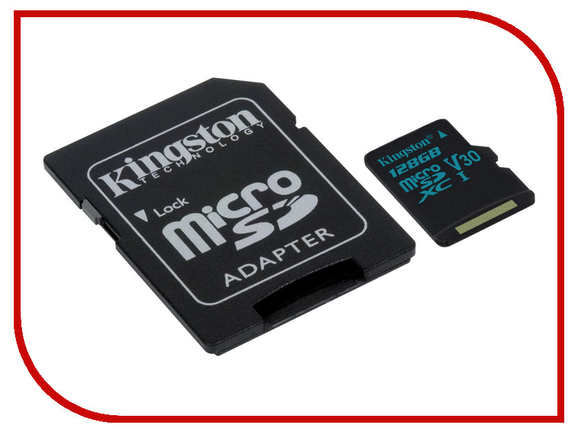 

Карта памяти 128GB - Kingston microSDHC Canvas Go 90R/45W U3 UHS-I V30 Card + SD Adapter SDCG2/128GB