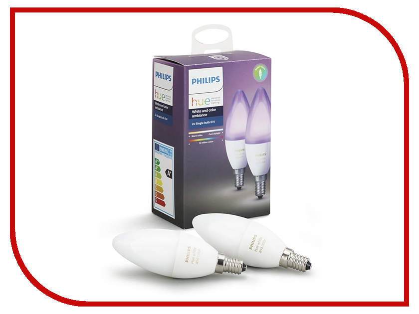 

Лампочка Philips Hue White And Color Ambiance E14 (2шт), E14