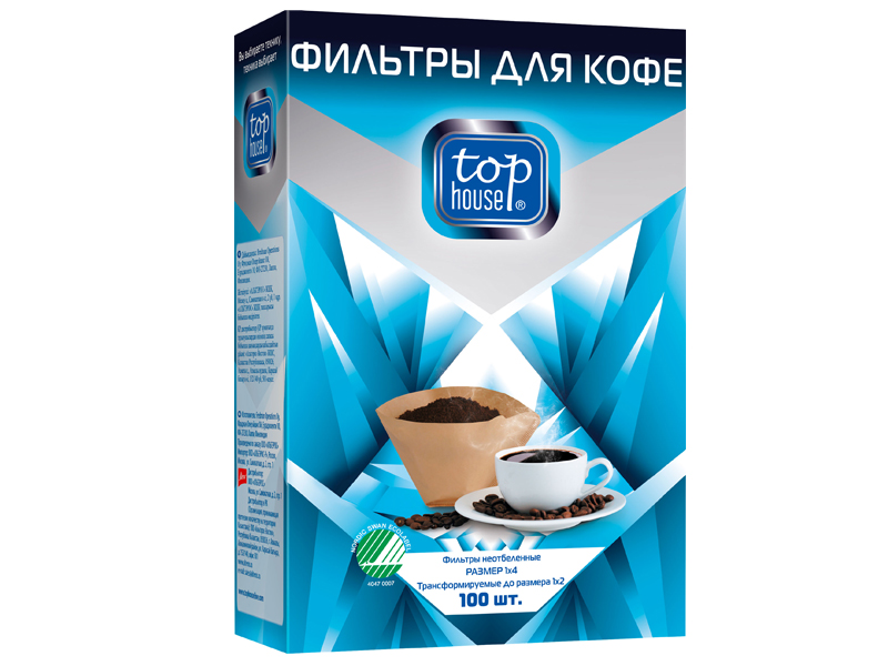 цена Фильтры для кофе неотбеленные Top House 100шт 4660003390629