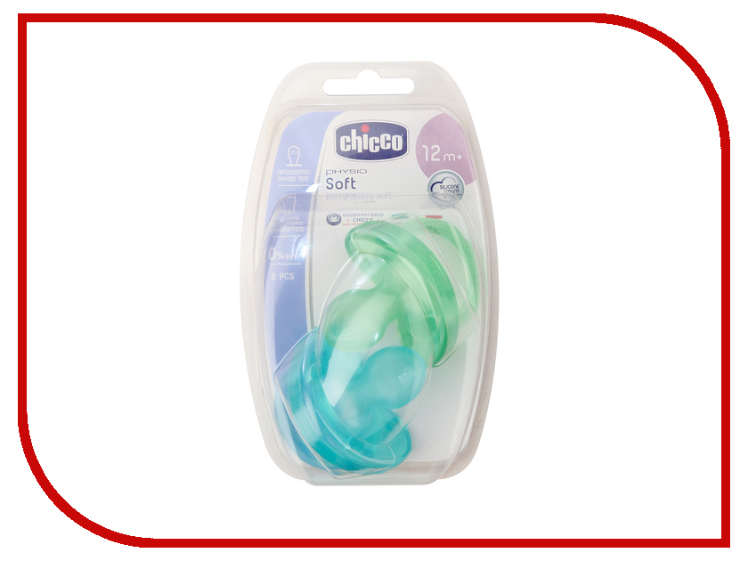 

Пустышка Chicco Physio Soft 2шт Green / Light Blue 00002734210000