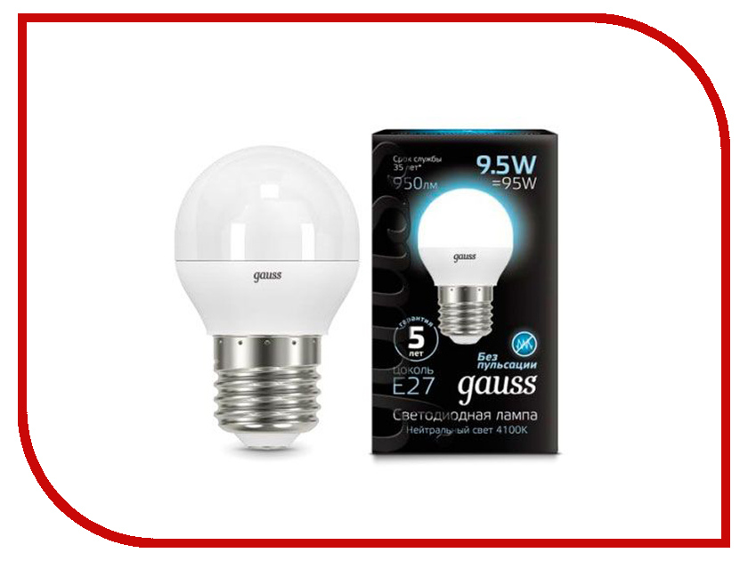 

Лампочка Gauss LED Globe E27 9.5W 4100K 105102210