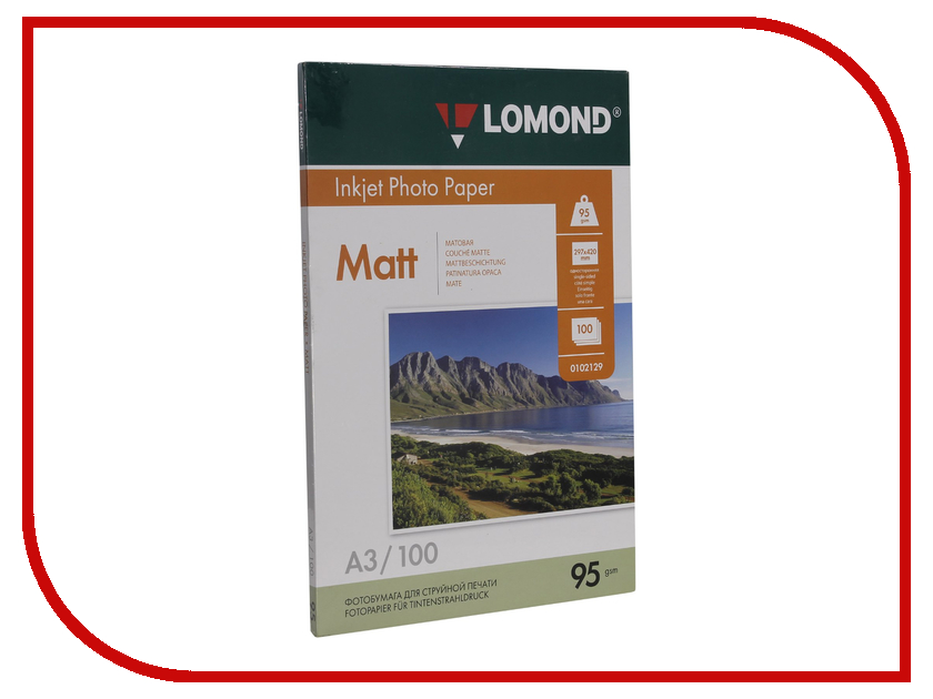 

Фотобумага Lomond А3 95g/m2 матовая односторонняя 100 листов 0102129