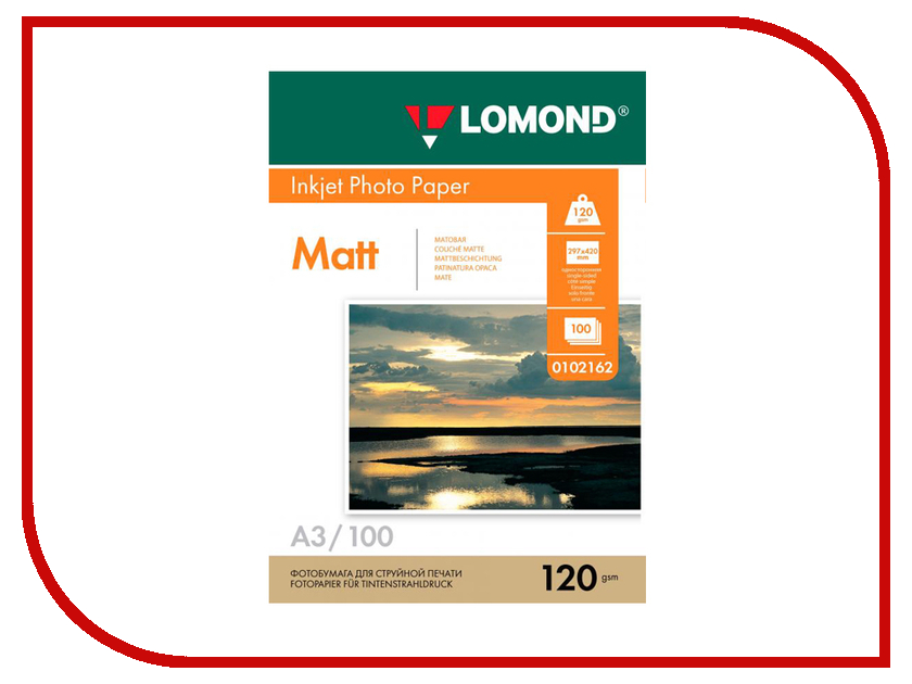 

Фотобумага Lomond А3 120g/m2 матовая односторонняя 100 листов 0102162