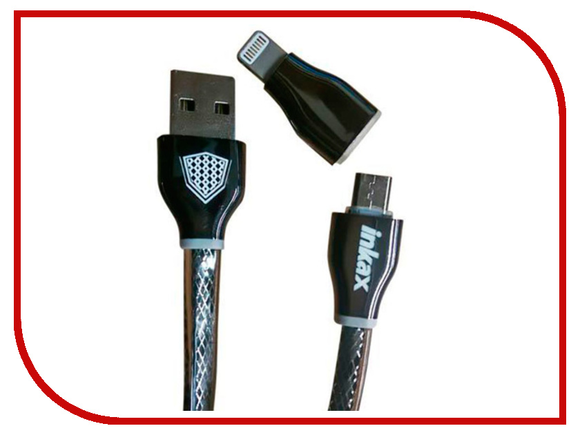 

Аксессуар Inkax кабель 2в1 microUSB/8pin для Apple iPhone 5/6/7 CK-16 Black