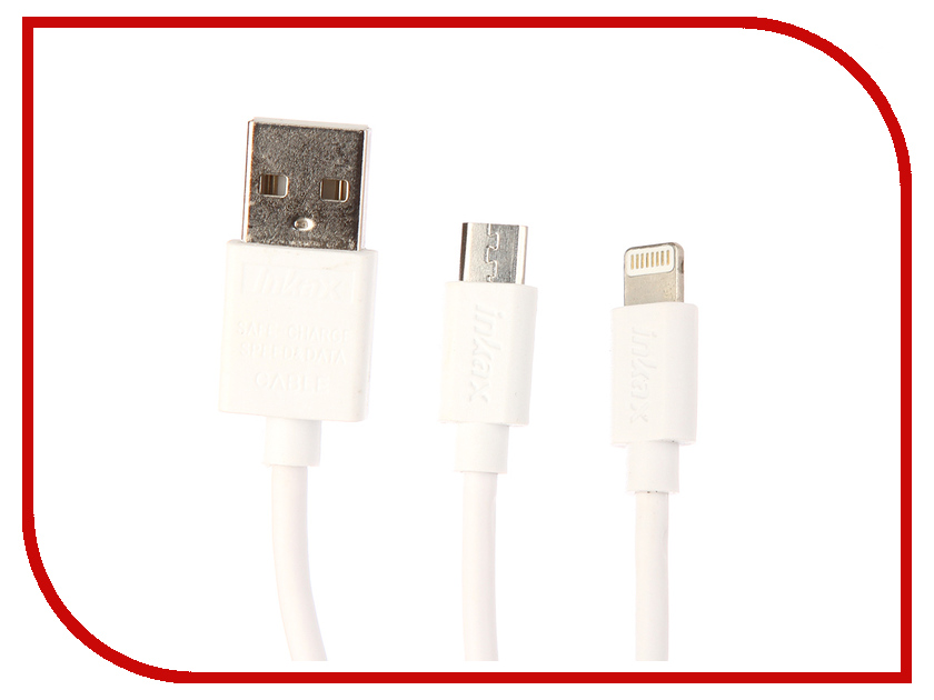 

Аксессуар Inkax кабель 2в1 microUSB/iPhone 5/6/7 для Apple iPhone 5/6/7 CK-37 White