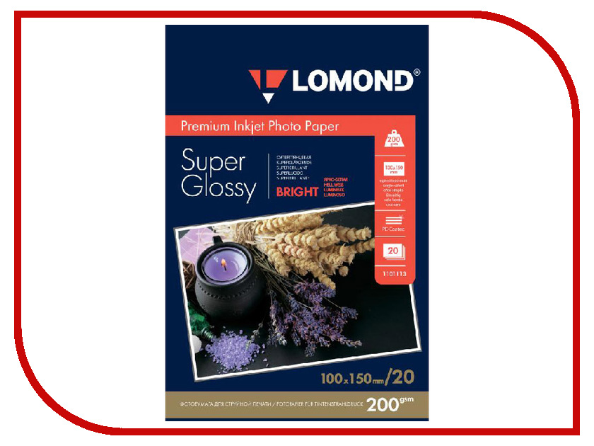 

Фотобумага Lomond A6 200g/m2 Super Glossy Bright односторонняя 20 листов 1101113, 1101113