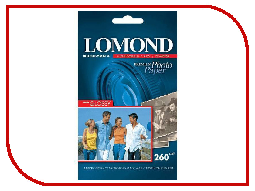 

Фотобумага Lomond A6 260g/m2 Super Glossy односторонняя 4x6cm 20 листов 1103131