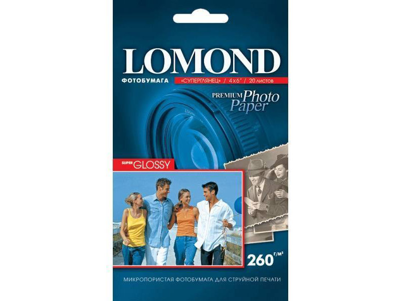 

Фотобумага Lomond A6 260g/m2 Super Glossy односторонняя 4x6cm 20 листов 1103131, 1103131