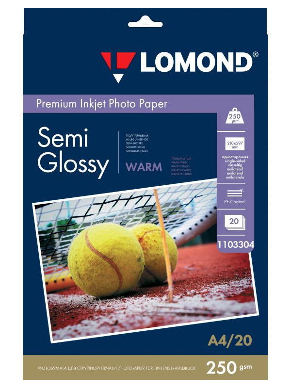 

Фотобумага Lomond A4 250g/m2 Warm Semi Glossy односторонняя 20 листов 1103304, 1103304