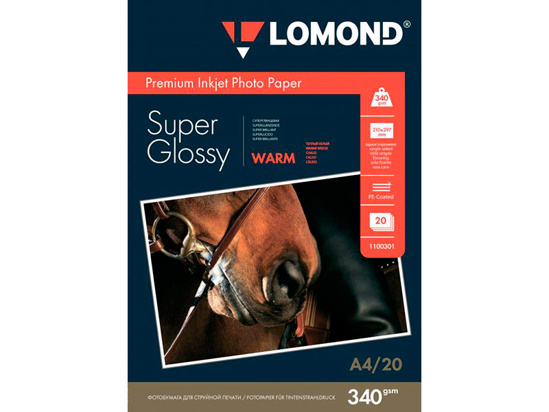 Фотобумага Lomond A4 340g/m2 Bright Super Glossy односторонняя 20 листов 1100301