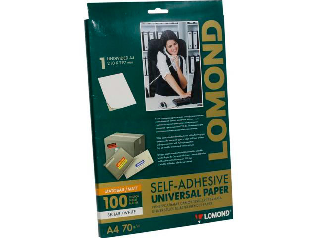 

Фотобумага Lomond A4 70g/m2 Self Adhesive универсальная самоклеящаяся 100 листов 2100001, 2100001