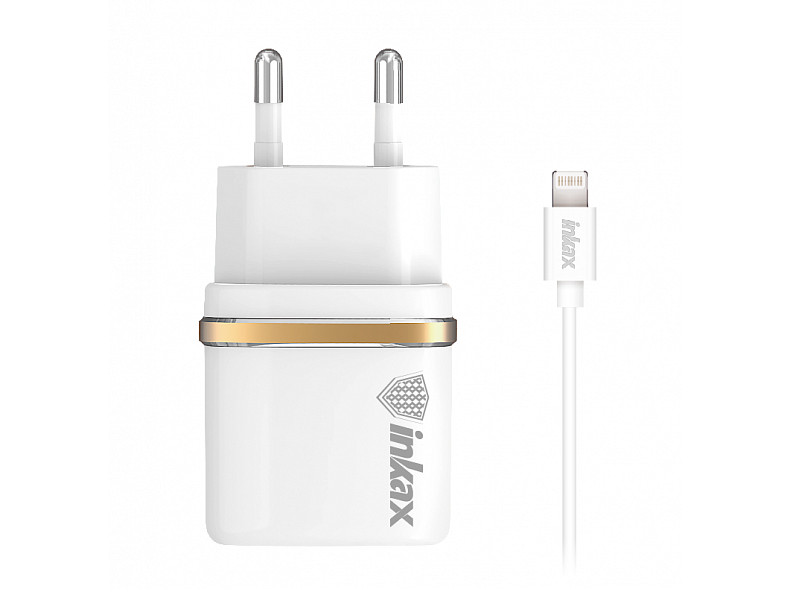 фото Зарядное устройство Inkax СЗУ 2в1 8pin для iPhone 5/6/7 CD-11-IP White