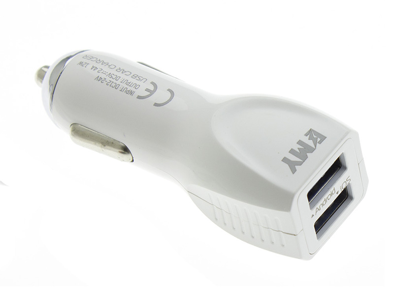 

Зарядное устройство EMY MY-112 2xUSB - microUSB 2400mA White, MY-112