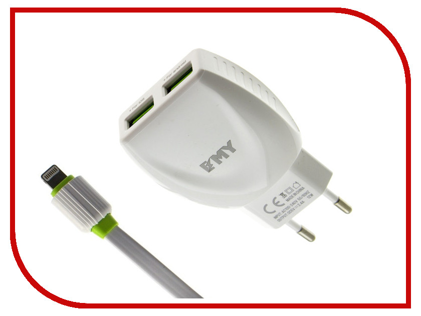 

Зарядное устройство EMY MY-221 2xUSB 8-pin 2400mA White