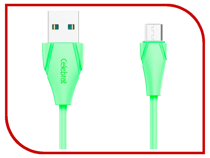 

Аксессуар Celebrat USB-microUSB CB-01M Green