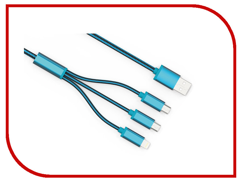 

Аксессуар EMY USB - microUSB / Lightning 8pin MY-447 Blue