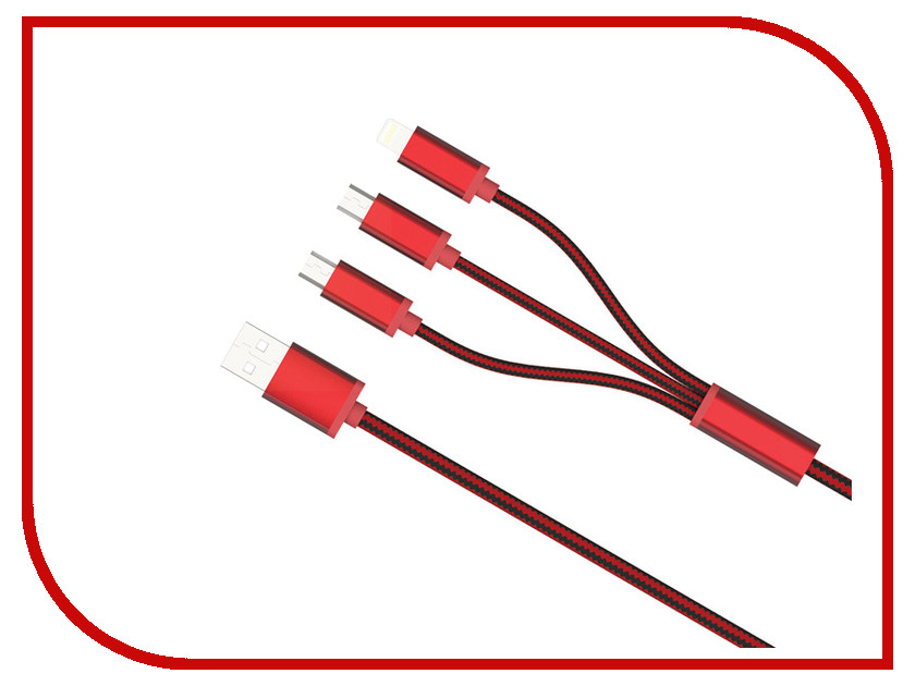 

Аксессуар EMY USB - microUSB / Lightning 8pin MY-447 Red