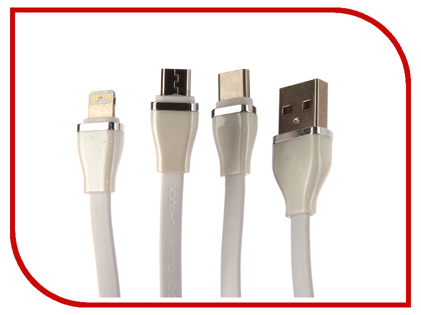 

Аксессуар Gallop Athena USB - microUSB/type-c/ Lightning 8pin White
