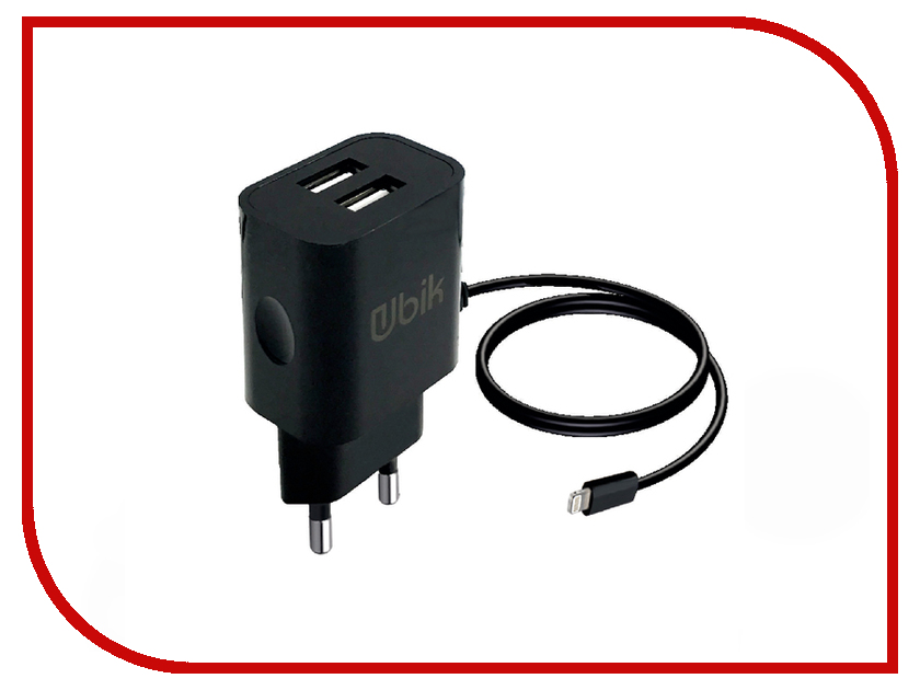 фото Зарядное устройство Ubik UHS22L 2xUSB 2.1A Кабель Lightning Black