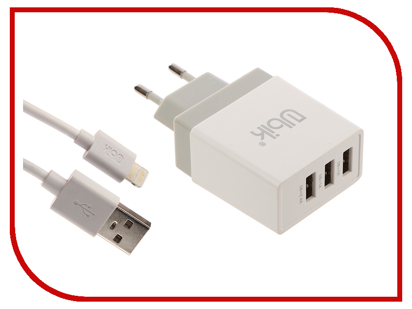 

Зарядное устройство Ubik UHS33L 3xUSB 3.4A Кабель Lightning White