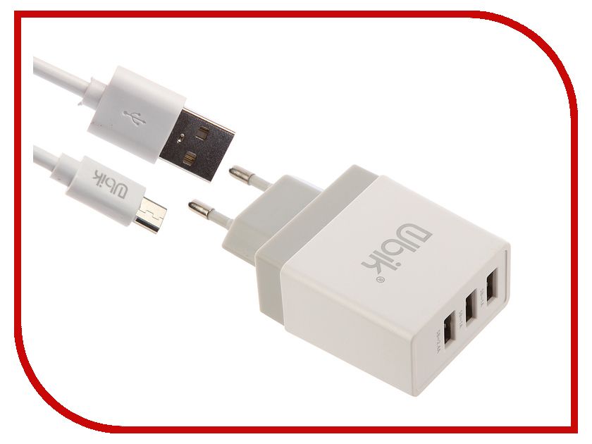 

Зарядное устройство Ubik UHS33M 3xUSB 3.4A Кабель microUSB White