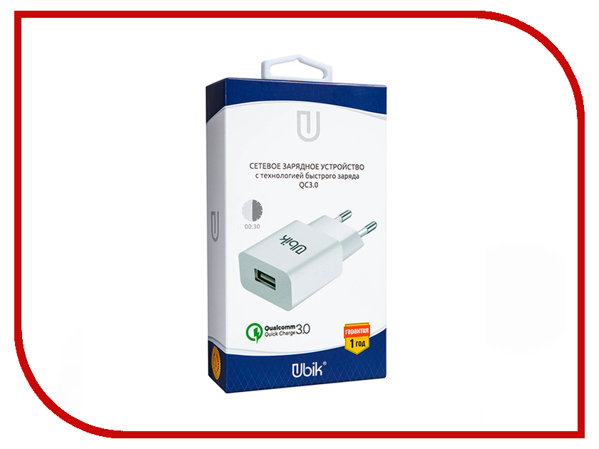 

Зарядное устройство Ubik UHS12QC3 1xUSB 3-1.3A Quick Charge White