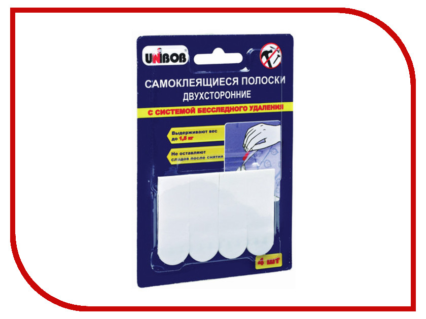 

Полоски самоклеящиеся двухсторонние Unibob 4шт White 49003