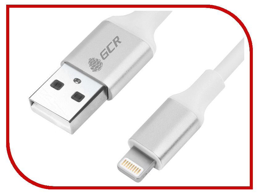 

Аксессуар Greenconnect USB 2.0 - Lightning 8pin White-Silver GCR-50618