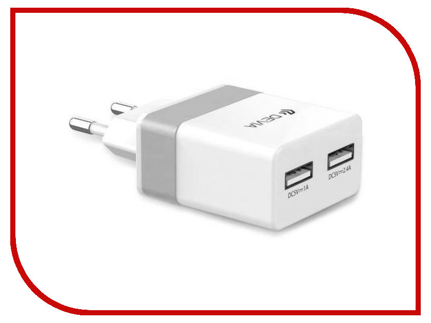 

Зарядное устройство Devia Rockwall 2 Travel Charger White-Silver