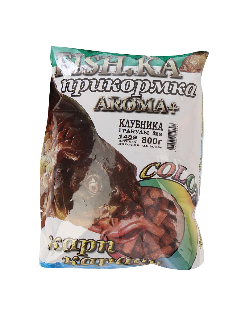 

Прикормка Fish.ka Карп-Карась Клубника Гранулы 8mm 0.8kg, Карп-Карась