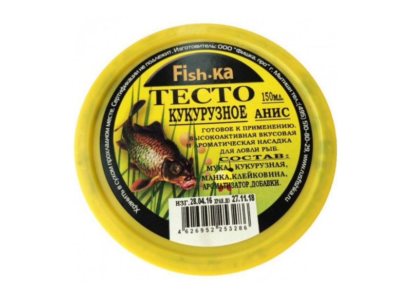 

Приманка Fish.ka Тесто кукурузное Анис 150ml, Тесто кукурузное