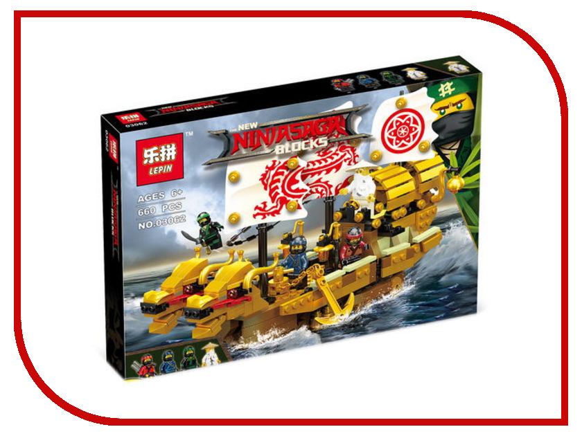 

Конструктор Lepin Ningasaga Золотая ниндзя-лодка 660 дет. 03062