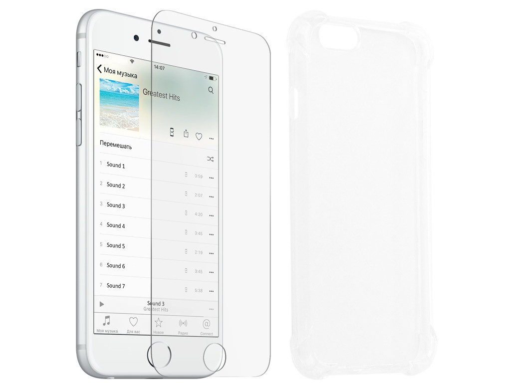 

Аксессуар Защитное стекло + накладка Innovation для APPLE iPhone 6 Silicone Transparent 10008, APPLE iPhone 6