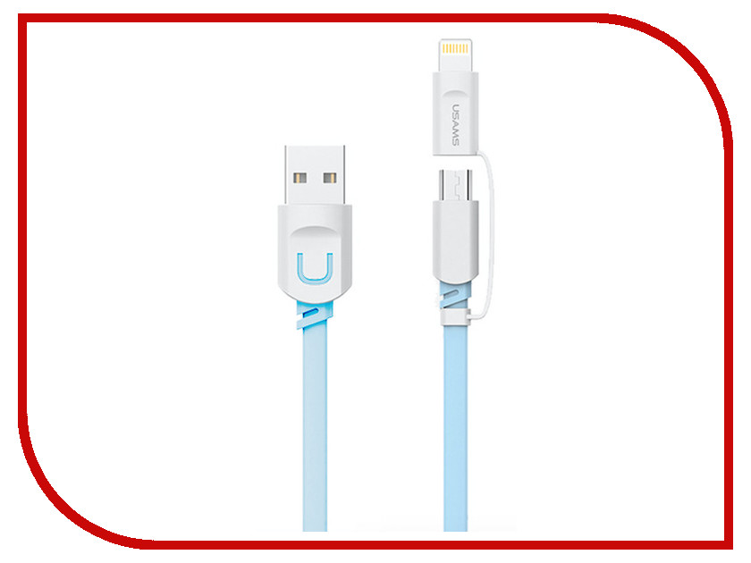 

Аксессуар USAMS U-Trans Series US-SJ019 2в1 USB - MicroUSB/Lightning (8-pin) Blue