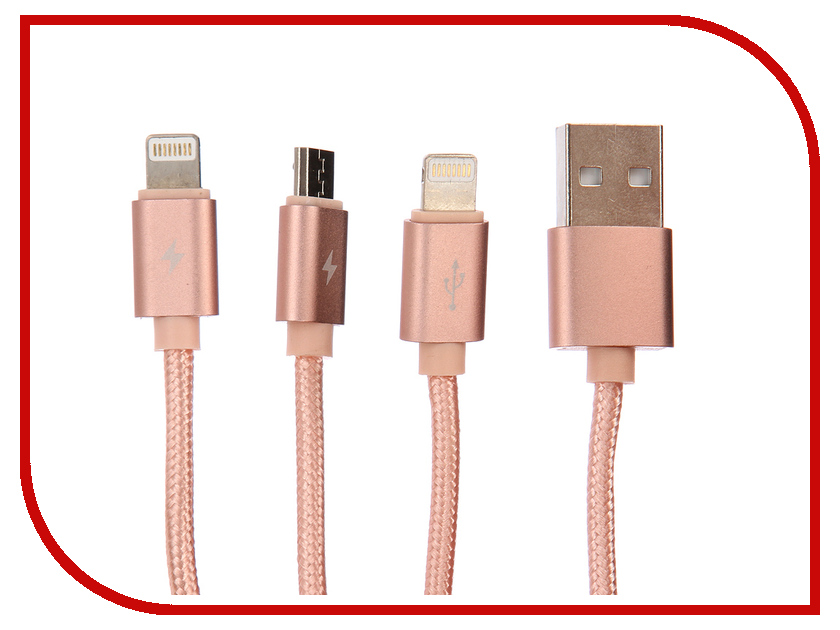 

Аксессуар USAMS U-Share Series US-SJ005 3в1 USB - MicroUSB/Type-C/Lighting (8-pin) Pink