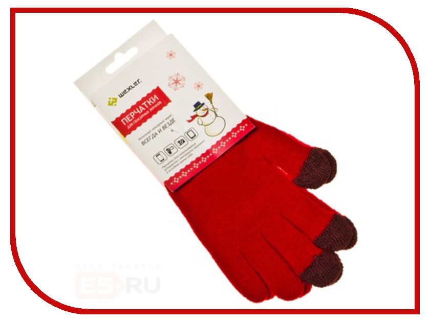 фото Теплые перчатки для сенсорных дисплеев Wexler Touchscreen Gloves S Red