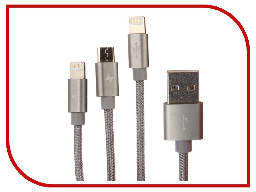 

Аксессуар USAMS U-Share Series US-SJ005 3в1 USB - MicroUSB/Type-C/Lighting (8-pin) Grey