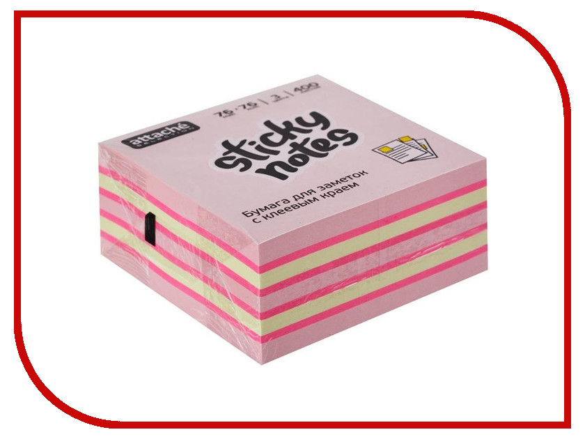 

Стикеры Attache Selection 76x76mm 400 листов Pink 383721, 383721