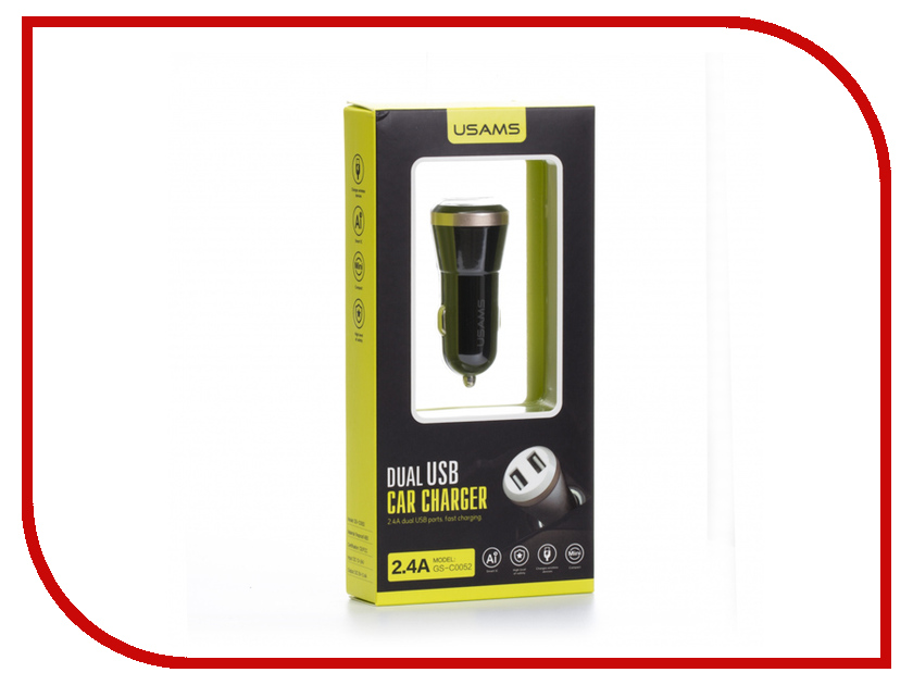 

Зарядное устройство USAMS GS-C0052 2xUSB 2.4A Black