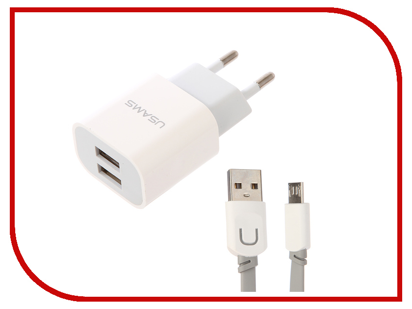 

Зарядное устройство USAMS JT Series 2xUSB 2.4A + Кабель MicroUSB White