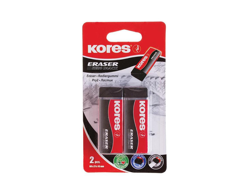 

Ластик Kores 2шт Black 456679, 456679